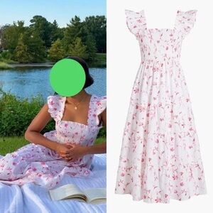 Hill House Pink and White Ruffled Dress